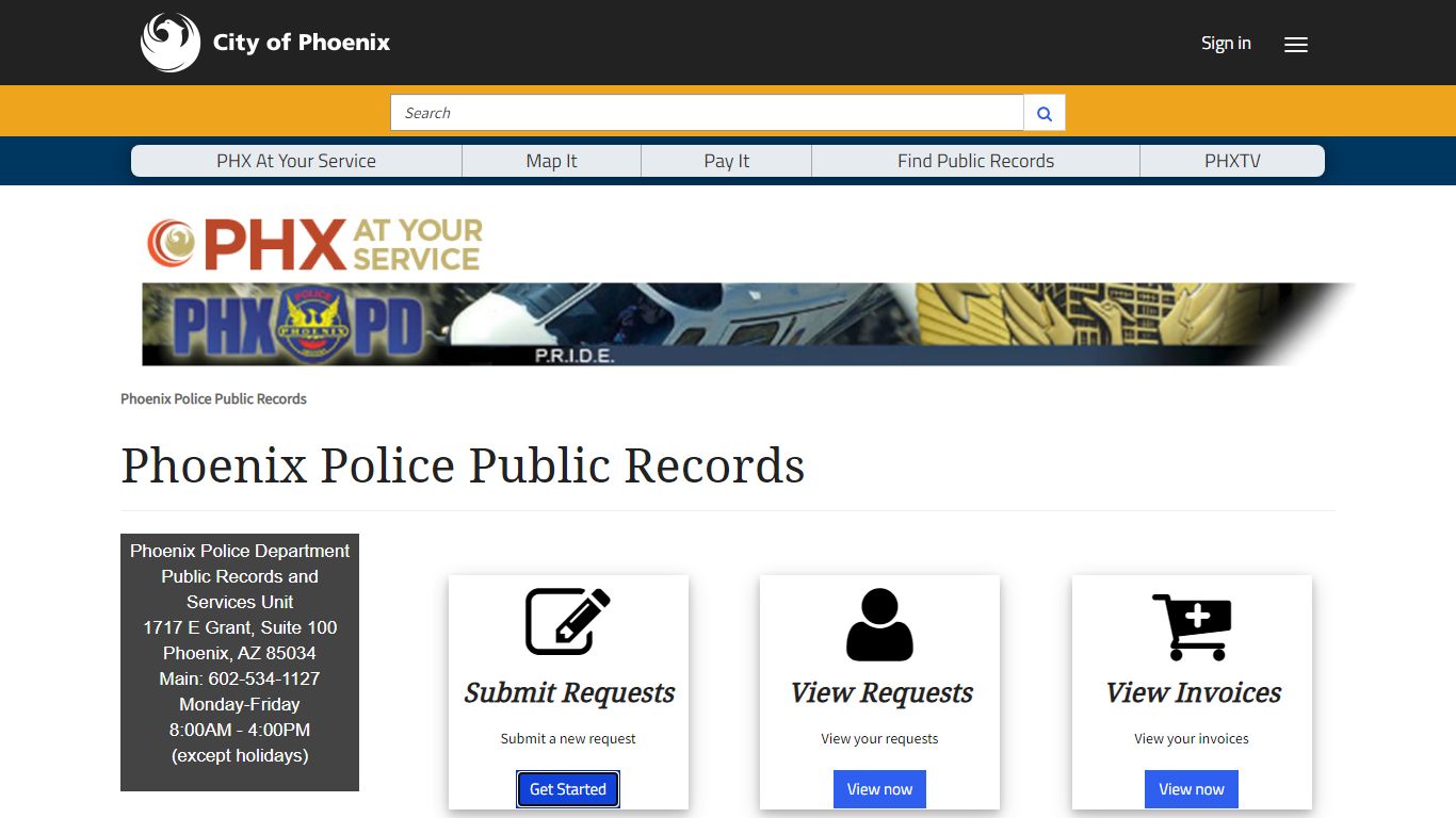 Phoenix Police Public Records · Customer Self-Service